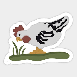 Chicken Pecking at the Ground Sticker